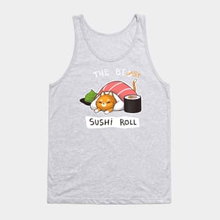 Sushi Roll Bed Cat - Funny Cute Kitty - Social Distancing Tank Top